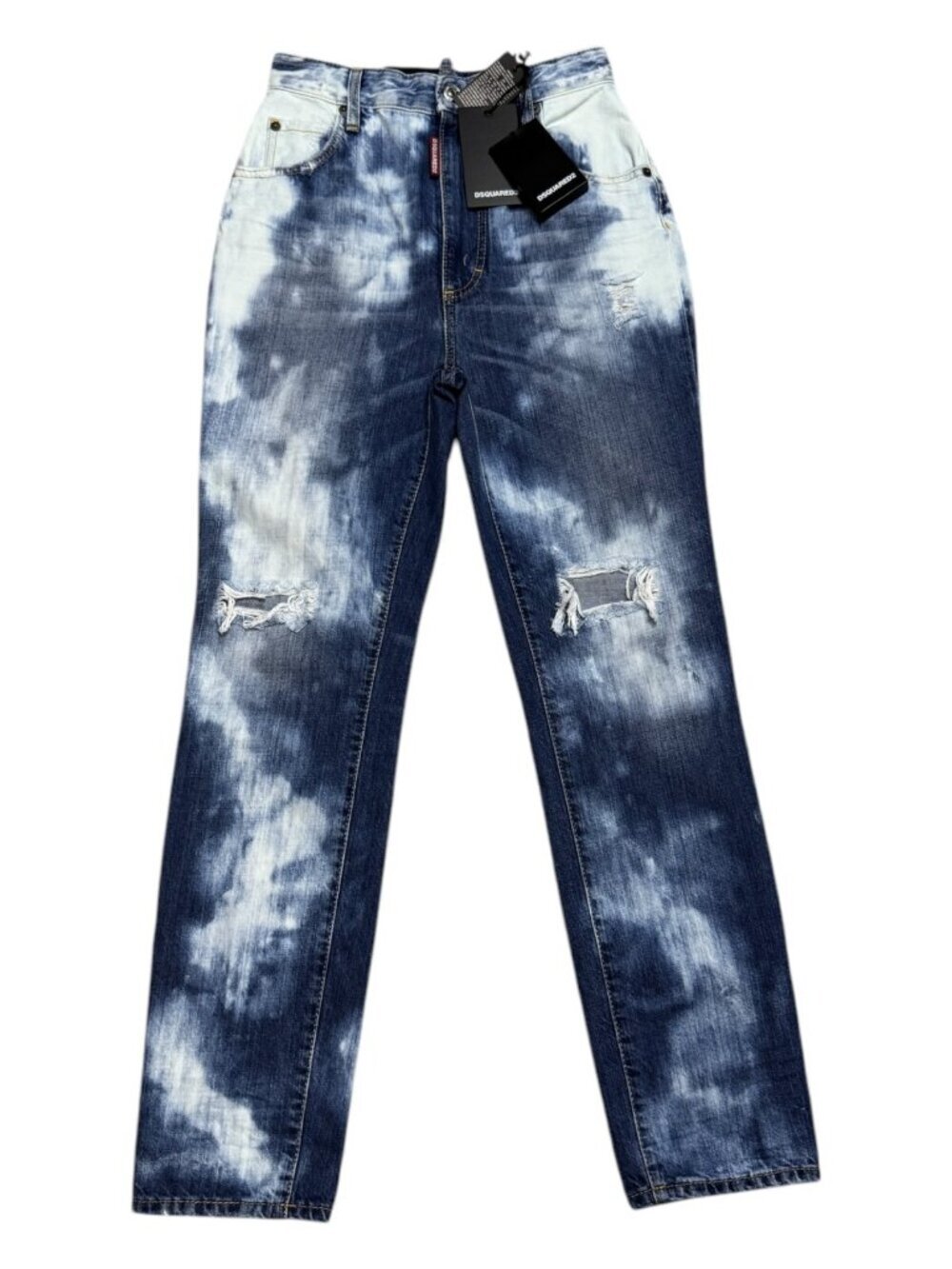 DSQUARED 2 (NWT) High Waist Glam Head Tie Dye Designer Skinny Denim Jeans Size 0